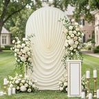 7.2FT Ivory Arch Backdrop Cover Spandex Fitted Chiara Round Top Event Decor