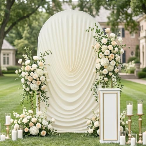 7.2FT Ivory Arch Backdrop Cover Spandex Fitted Chiara Round Top Event Decor