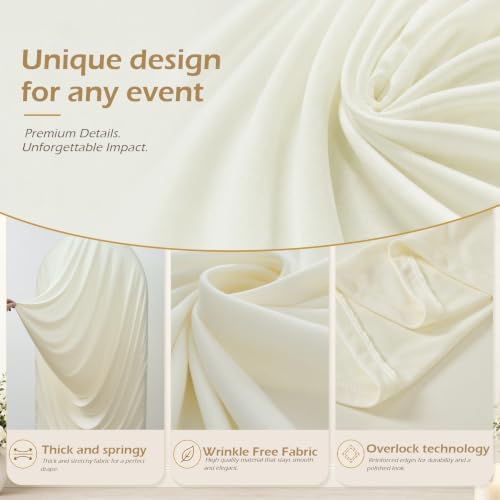 7.2FT Ivory Arch Backdrop Cover Spandex Fitted Chiara Round Top Event Decor, alternate view 2