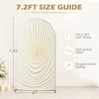 7.2FT Ivory Arch Backdrop Cover Spandex Fitted Chiara Round Top Event Decor, alternate view 3
