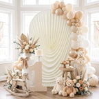 7.2FT Ivory Arch Backdrop Cover Spandex Fitted Chiara Round Top Event Decor, alternate view 4