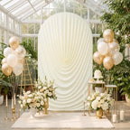 7.2FT Ivory Arch Backdrop Cover Spandex Fitted Chiara Round Top Event Decor, alternate view 6