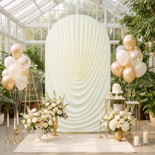 7.2FT Ivory Wedding Arch Cover, Pre-Styled Draped Backdrop for Events