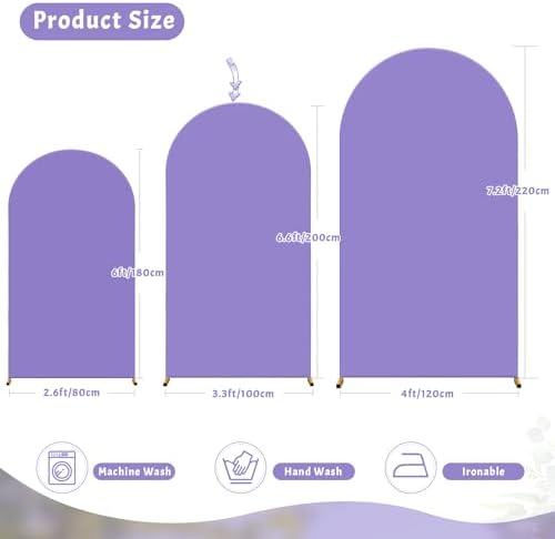 7.2FT Lavender Arch Backdrop Cover - Polyester Fitted Wedding Arch Stand Covers Round Top Chiara Arch Backdrop, alternate