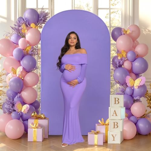 7.2FT Lavender Arch Backdrop Cover - Polyester Fitted Wedding Arch Stand Covers Round Top Chiara Arch Backdrop, alternate