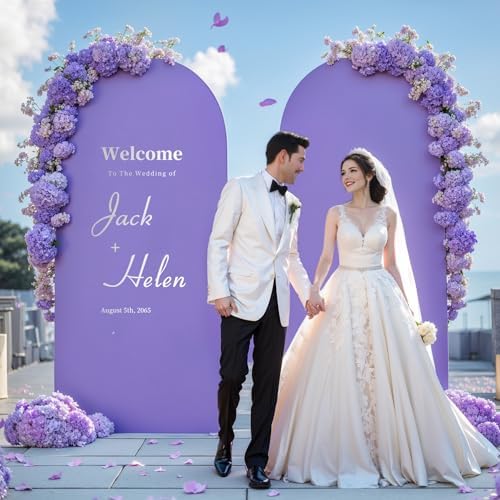 7.2FT Lavender Arch Backdrop Cover - Polyester Fitted Wedding Arch Stand Covers Round Top Chiara Arch Backdrop, alternate