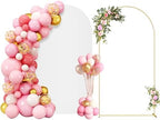 7.2FT Metal Arch Backdrop Stand and Cover Set, Gold Wedding Backdrop Arch Stand with Cover, Balloon Arch Stand