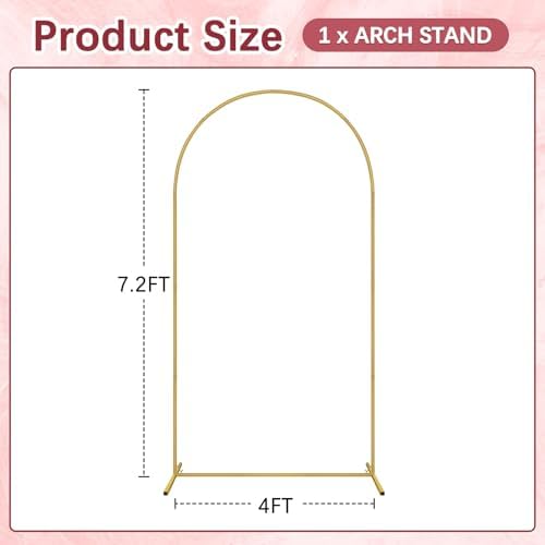 7.2FT Metal Arch Backdrop Stand, Gold Balloon Arch Stand, alternate view 2