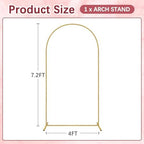 7.2FT Metal Arch Backdrop Stand, Gold Balloon Arch Stand, alternate view 2