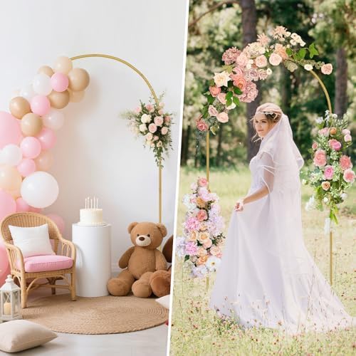 7.2FT Metal Arch Backdrop Stand, Gold Balloon Arch Stand, alternate view 6