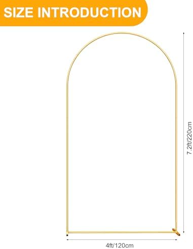 7.2FT Metal Arch Backdrop Stand, Gold Balloon Arch Stand for Wedding Party, alternate view 3