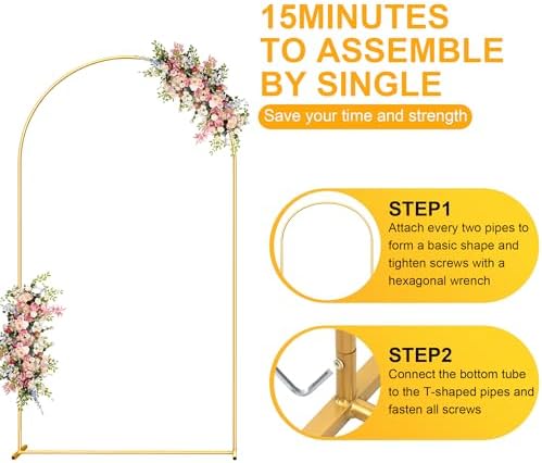 7.2FT Metal Arch Backdrop Stand, Gold Balloon Arch Stand for Wedding Party, alternate view 4
