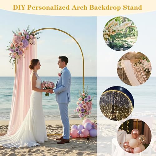 7.2FT Metal Arch Backdrop Stand, Gold Wedding Balloon Arch Stand in 7.2FT in Gold, alternate view 4