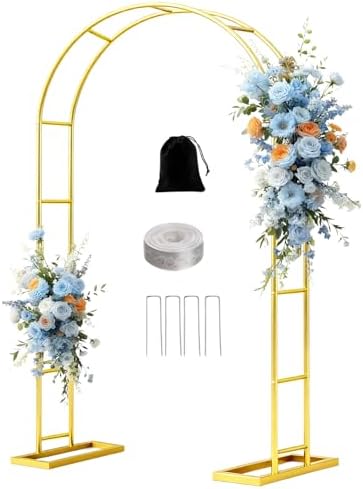 7.2FT Metal Halloween Archway Backdrop Stand Gold Arbor Frame with Base