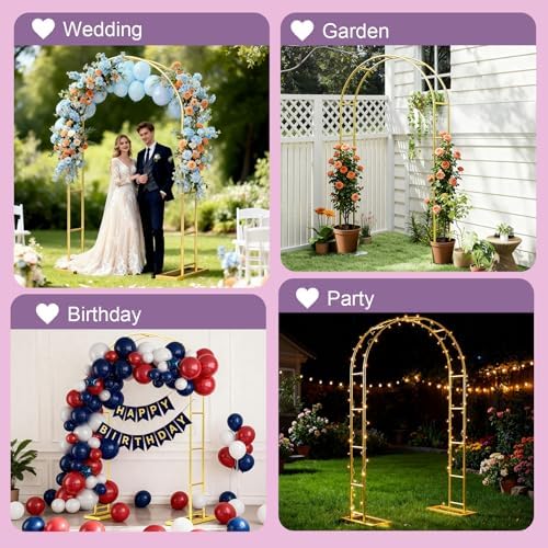 7.2FT Metal Halloween Archway Backdrop Stand Gold Arbor Frame with Base, alternate view 6