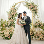 7.2FT Metal Wedding Arch Backdrop Stand, Stable Balloon Arch Frame, Gold in Gold, alternate view 2