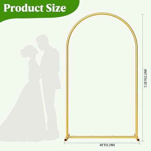 7.2FT Metal Wedding Arch Backdrop Stand, Stable Balloon Arch Frame, Gold in Gold, alternate view 3