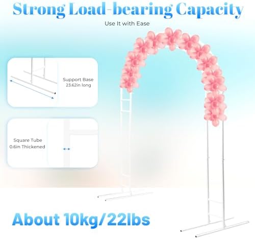 7.2ft Metal Wedding Arch, Square Arched Backdrop Frame Metal Pergola Arbor, Wedding Balloon Arched Backdrop, alternate view 5