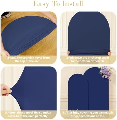 7.2FT Navy Blue Arch Backdrop Cover - Stretchy Spandex Fabric Fitted Round Top Chiara Backdrop Arch Covers for, alternate