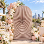 7.2FT Nude Arch Backdrop Cover Spandex Fitted Chiara Round Top Event Decor in 7.2FT in Nude