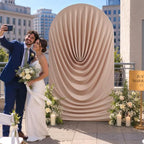 7.2FT Nude Arch Backdrop Cover Spandex Fitted Chiara Round Top Event Decor in 7.2FT in Nude, alternate view 2