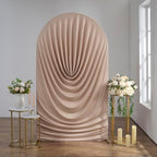 7.2FT Nude Arch Backdrop Cover Spandex Fitted Chiara Round Top Event Decor in 7.2FT in Nude, alternate view 6