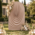 7.2FT Nude Draped Arch Cover, Ruched Ripple Arch Backdrop Cover in 7.2FT in Nude