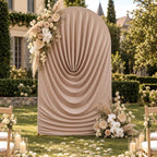 7.2FT Nude Draped Arch Cover, Ruched Ripple Arch Backdrop Cover in 7.2FT in Nude