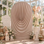 7.2FT Nude Draped Arch Cover, Ruched Ripple Arch Backdrop Cover in 7.2FT in Nude, alternate view 2