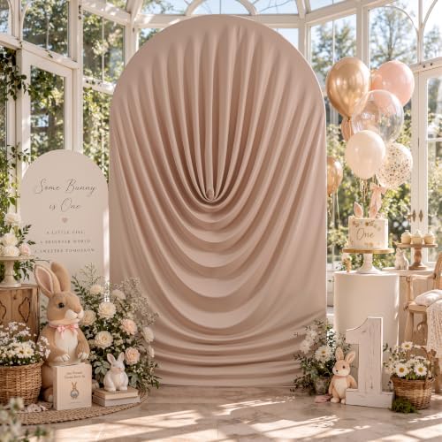 7.2FT Nude Draped Arch Cover, Ruched Ripple Arch Backdrop Cover in 7.2FT in Nude, alternate view 2