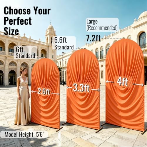 7.2FT Orange Arch Backdrop Cover Spandex Fitted Chiara Roundtop Event Decor in 7.2FT in Orange, alternate view 3