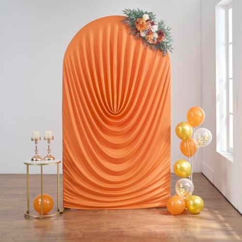7.2FT Orange Arch Backdrop Cover Spandex Fitted Chiara Roundtop Event Decor in 7.2FT in Orange, alternate view 4