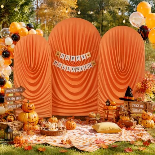 7.2FT Orange Arch Backdrop Cover Spandex Fitted Chiara Roundtop Event Decor in 7.2FT in Orange, alternate view 5