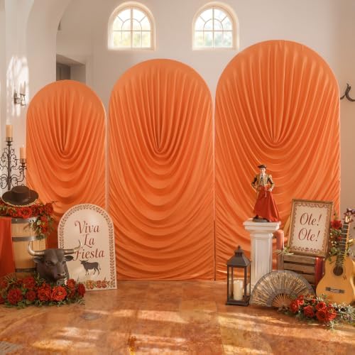 7.2FT Orange Arch Backdrop Cover Spandex Fitted Chiara Roundtop Event Decor in 7.2FT in Orange, alternate view 6