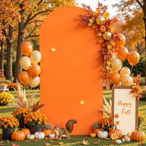 7.2FT Orange Arch Backdrop Cover, Spandex Fitted Wedding Arch Stand Covers Round Top Chiara Backdrop Cover for, alternate