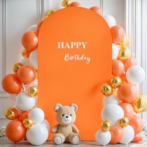 7.2FT Orange Arch Backdrop Cover, Spandex Fitted Wedding Arch Stand Covers Round Top Chiara Backdrop Cover for, alternate