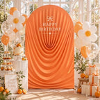 7.2FT Orange Draped Arch Cover, Ruched Ripple Arch Backdrop Cover in 7.2FT in Orange, alternate view 2
