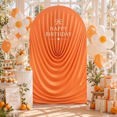 7.2FT Orange Draped Arch Cover, Ruched Ripple Arch Backdrop Cover in 7.2FT in Orange, alternate view 2