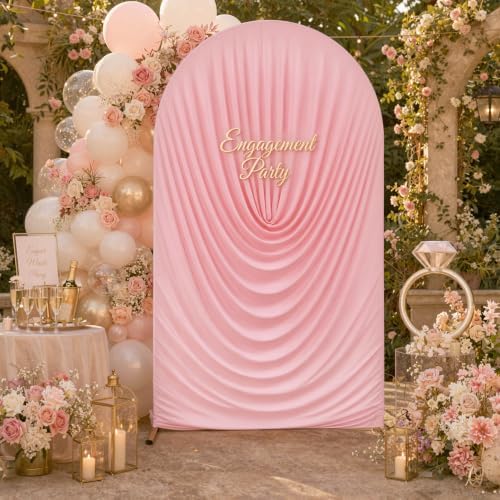 7.2FT Pink Arch Cover - Stretchy Fitted Arch Backdrop Cover for Round Top Chiara Backdrop Stand for Wedding Baby