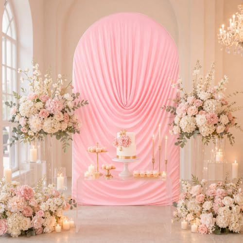 7.2FT Pink Arch Cover - Stretchy Fitted Arch Backdrop Cover for Round Top Chiara Backdrop Stand for Wedding Baby, alternate