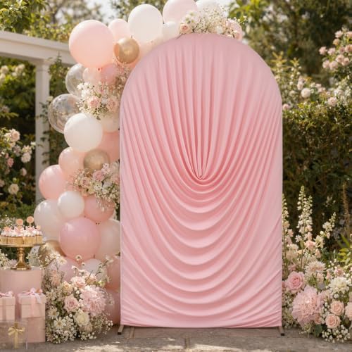 7.2FT Pink Arch Cover - Stretchy Fitted Arch Backdrop Cover for Round Top Chiara Backdrop Stand for Wedding Baby, alternate