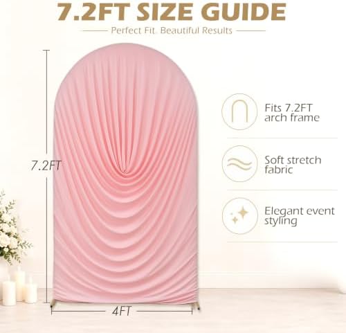 7.2FT Pink Arch Cover - Stretchy Fitted Arch Backdrop Cover for Round Top Chiara Backdrop Stand for Wedding Baby, alternate
