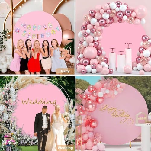 7.2FT Pink Round Backdrop Cover, Circle Arch Backgound Stand Cover, alternate view 7