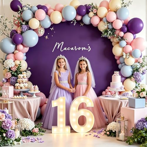 7.2FT Purple Round Backdrop Cover with Size Adjuster & 4 Metal Clips, Universal Fit for 5ft-7.2ft Circle Stand, alternate
