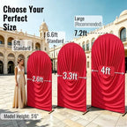 7.2FT Red Arch Backdrop Cover Spandex Fitted Chiara Round Top Event Decor in 7.2FT in Red, alternate view 3