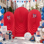 7.2FT Red Arch Backdrop Cover Spandex Fitted Chiara Round Top Event Decor in 7.2FT in Red, alternate view 5