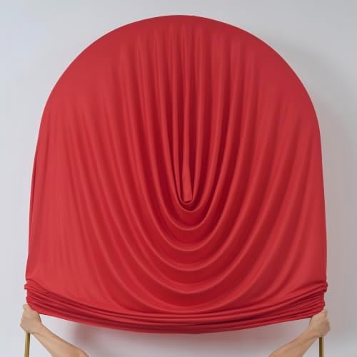 7.2FT Red Arch Backdrop Cover Spandex Fitted Chiara Round Top Event Decor in 7.2FT in Red, alternate view 6