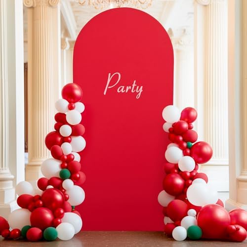 7.2FT Red Arch Backdrop Cover, Spandex Fitted Wedding Arch Stand Covers 2-Sided Round Top Chiara Stretchy Arch, alternate