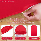 7.2FT Red Arch Cover - Polyester Fitted Wedding Arch Stand Covers Round Top Chiara Arch Backdrop Cover for, alternate view 4