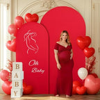 7.2FT Red Arch Cover - Polyester Fitted Wedding Arch Stand Covers Round Top Chiara Arch Backdrop Cover for, alternate view 6